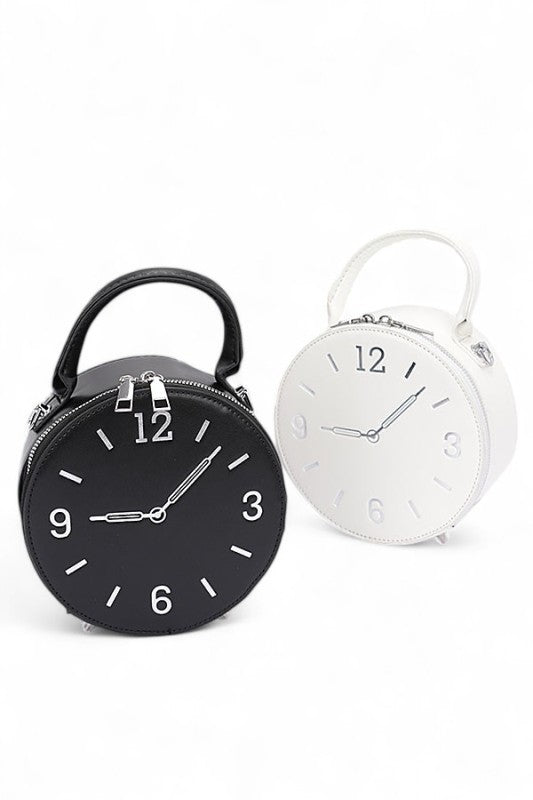 Top Handle Clock Novelty Crossbody Clutch Bag