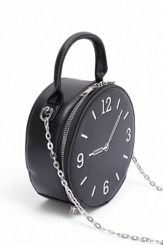 Top Handle Clock Novelty Crossbody Clutch Bag
