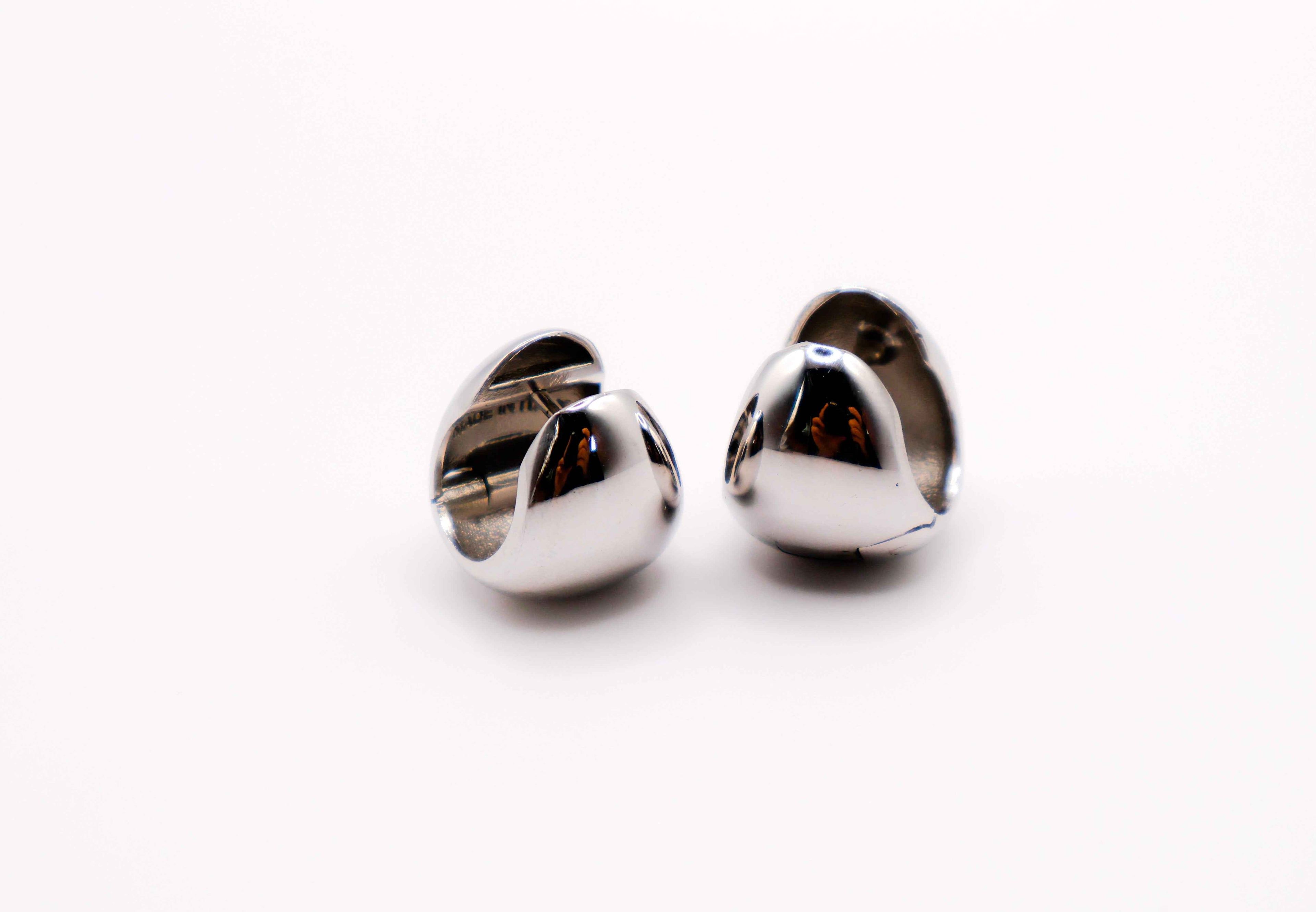 Italian Silver Peanut-Shaped Earrings