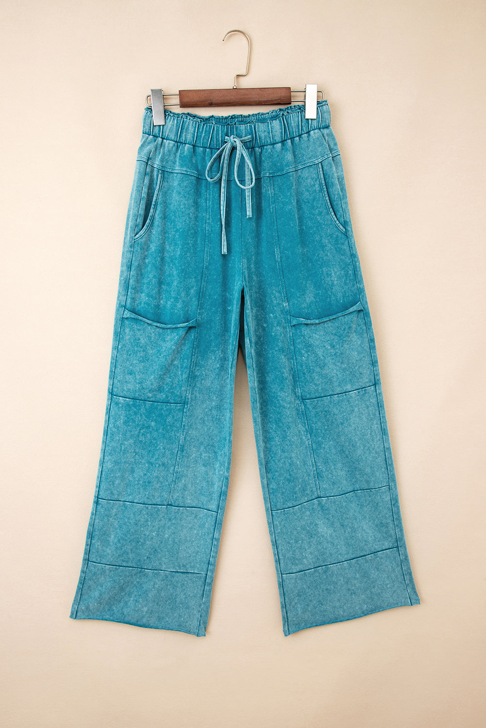Wild Ginger  Mineral Wash Knot High Waist Raw Hem Pants