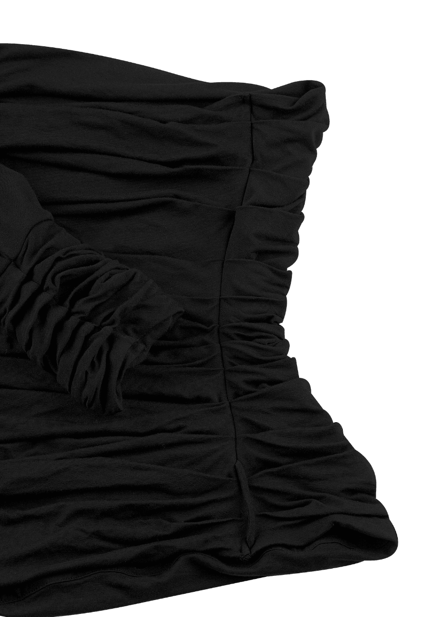 LavaNera One Shoulder Black Jersey Viscose Blouse