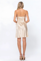 Cannes Keyhole Satin Mini Dress