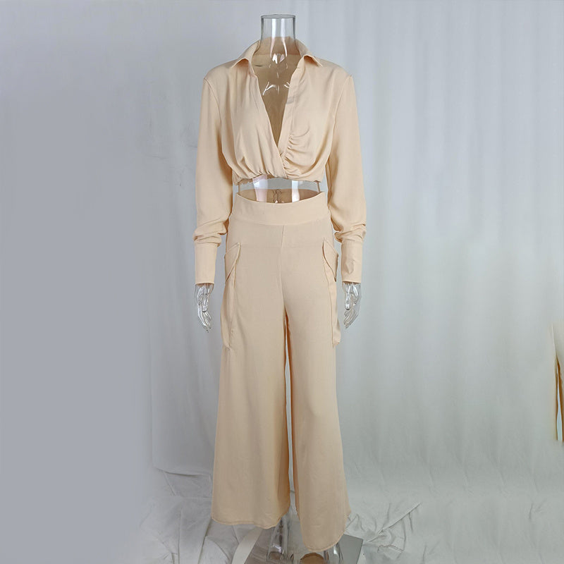 Women's Plus Size Wide Leg Elegant Pant Set