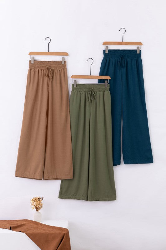 Kenzie Drawstring Elastic Waist Casual Wide Leg Pa