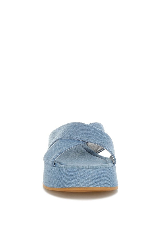 Karbi Denim Flatform Slip Ons