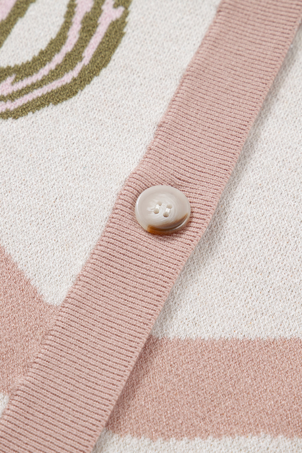 Apricot Cactus Print V Neck Plus Size Button Cardigan