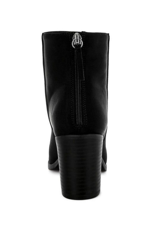 Veyara Lycra Block Heel Ankle Boots