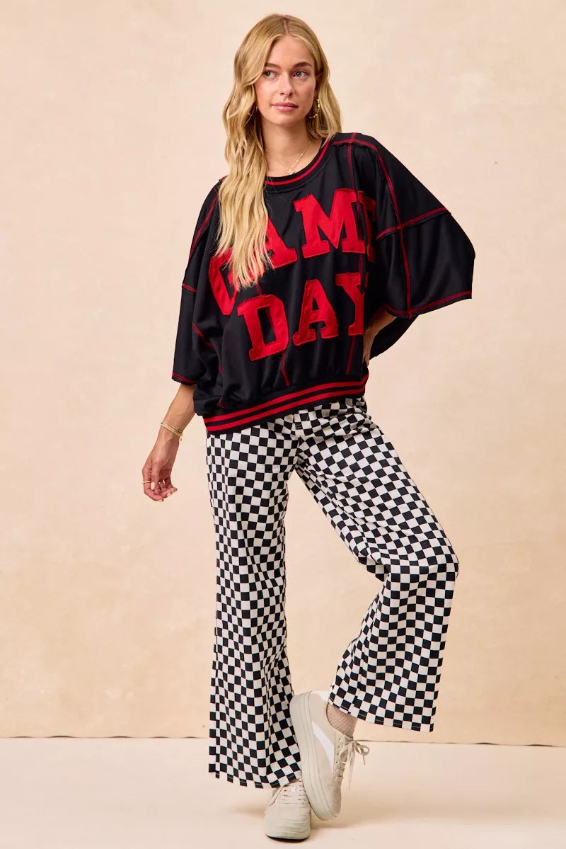 BiBi Gameday Theme Checkered Printed Pants
