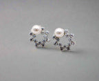 Pearlescent Elegance White Gold Earrings