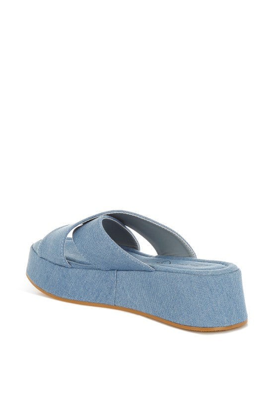 Karbi Denim Flatform Slip Ons