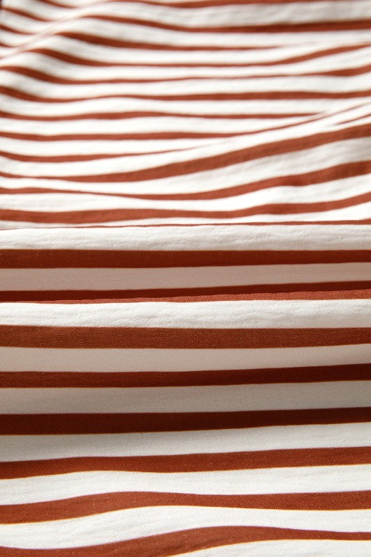 Stripe Long Sleeve Babydoll Blouse