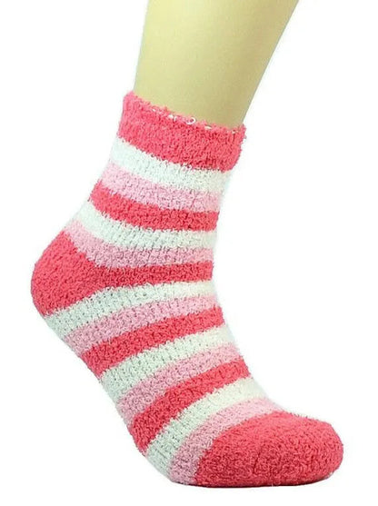 Women's Fuzzy Thermal Socks - 6 Pack Assorted Striped Colors