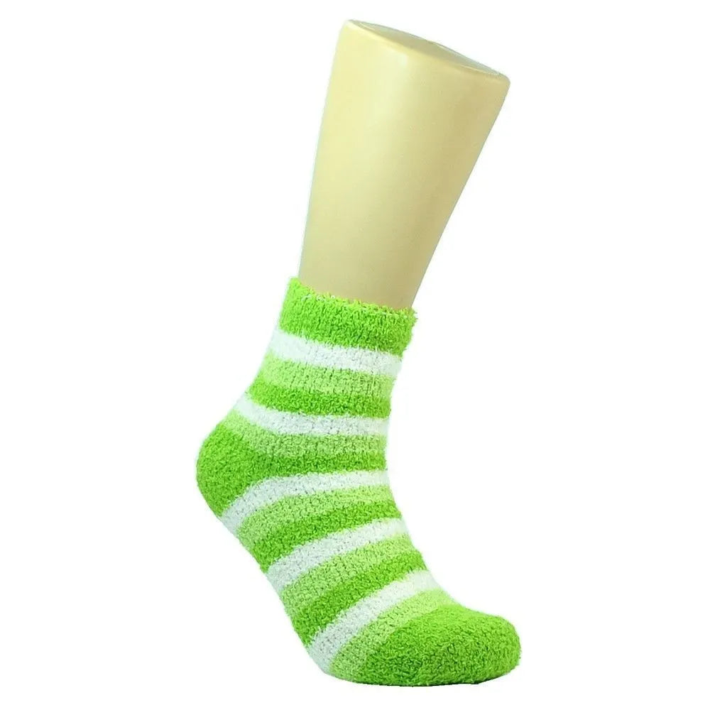Women's Fuzzy Thermal Socks - 6 Pack Assorted Striped Colors