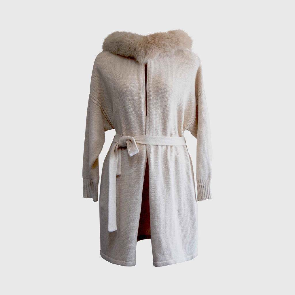 Cashmere Wrap Cardigan with Fox Fur – Cashmere Cardigan, Fur Trim