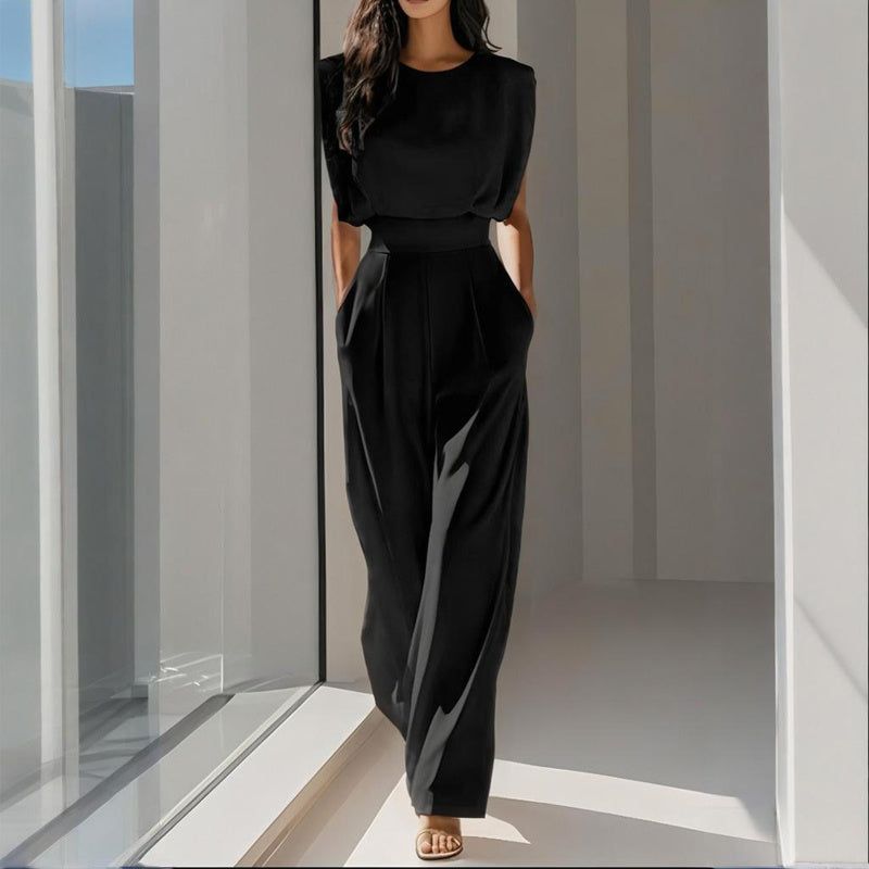 Women’s wide-leg short sleeve jumpsuit