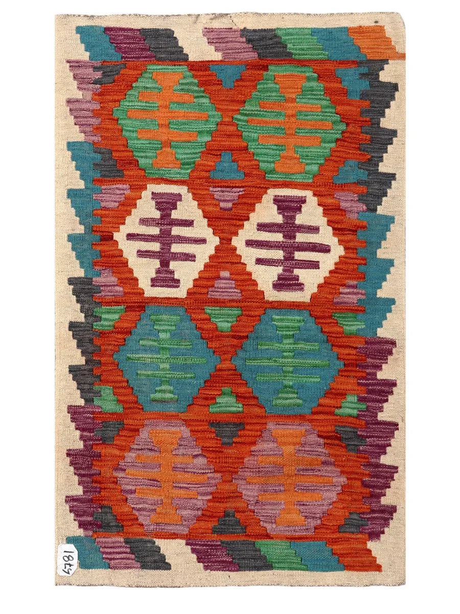 Alfombra Kilim Maimana Afganistán - 128 x 77 cm