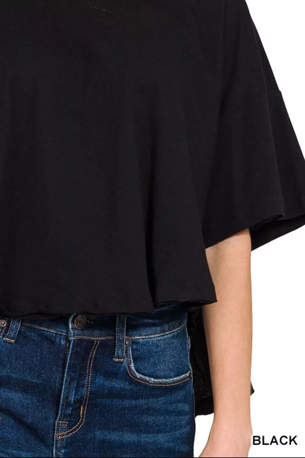 Zenana Cotton Round Neck Short Sleeve T-Shirt in Black