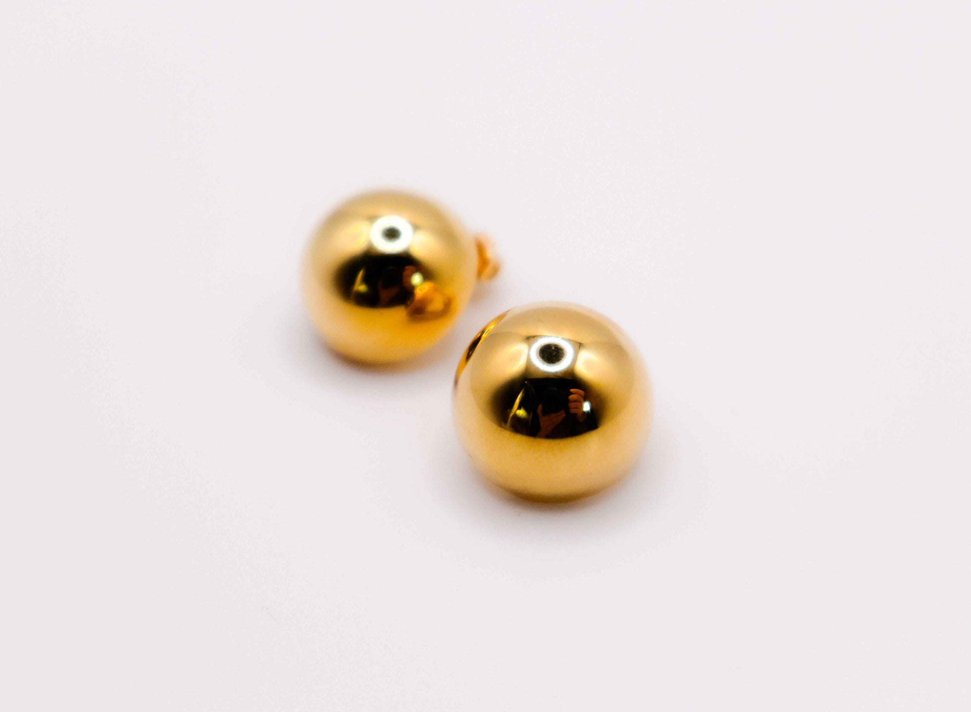 Italian Silver Gold-Dipped Clip Ball Earrings