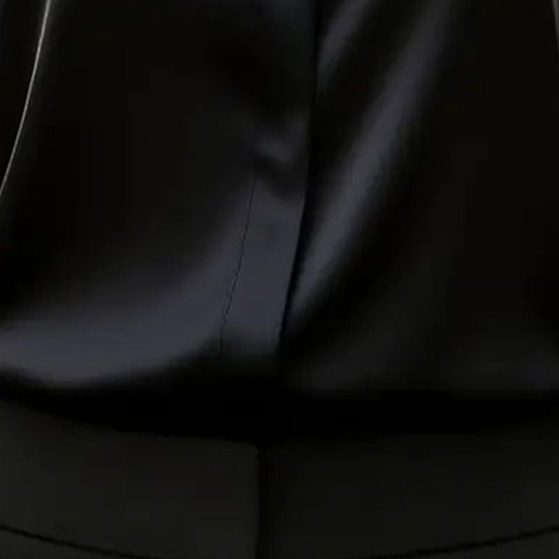 Loose Fit Satin Blouse — V-Neck Long Sleeve Tunic Top for Office & Casual Wear