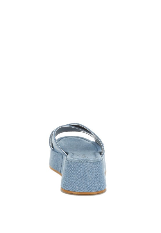 Karbi Denim Flatform Slip Ons
