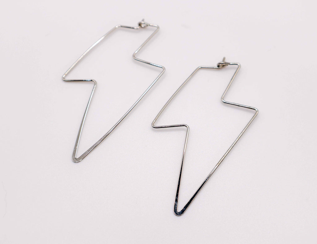 Silver Lightning Bolt Earrings