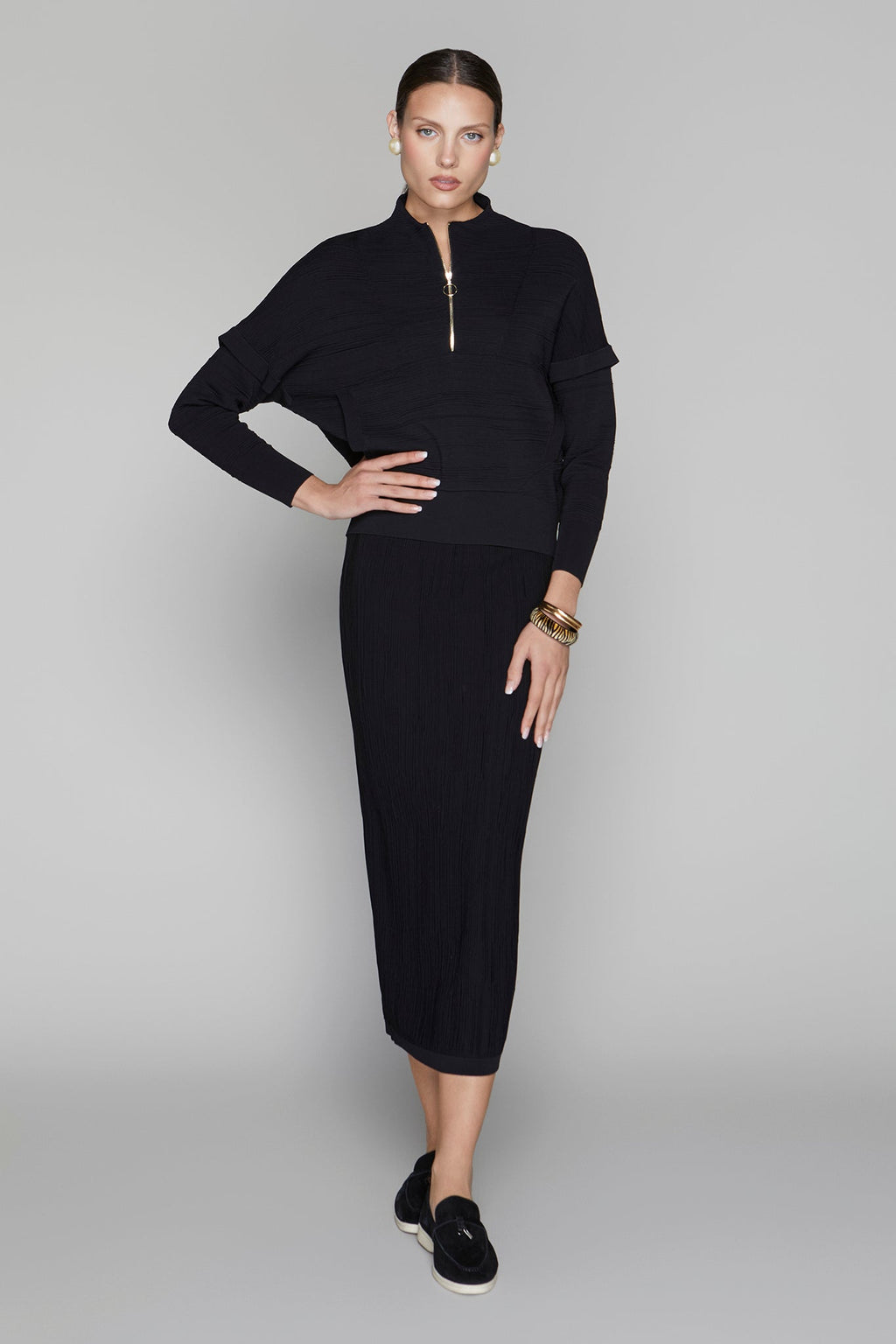 Canton Zip Top in Black