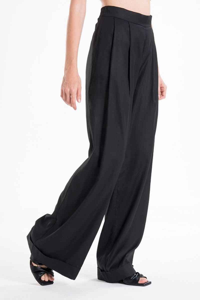 Lightweight And Breathable Deep Black Set With Maxi Button Down And Palazzo Pants