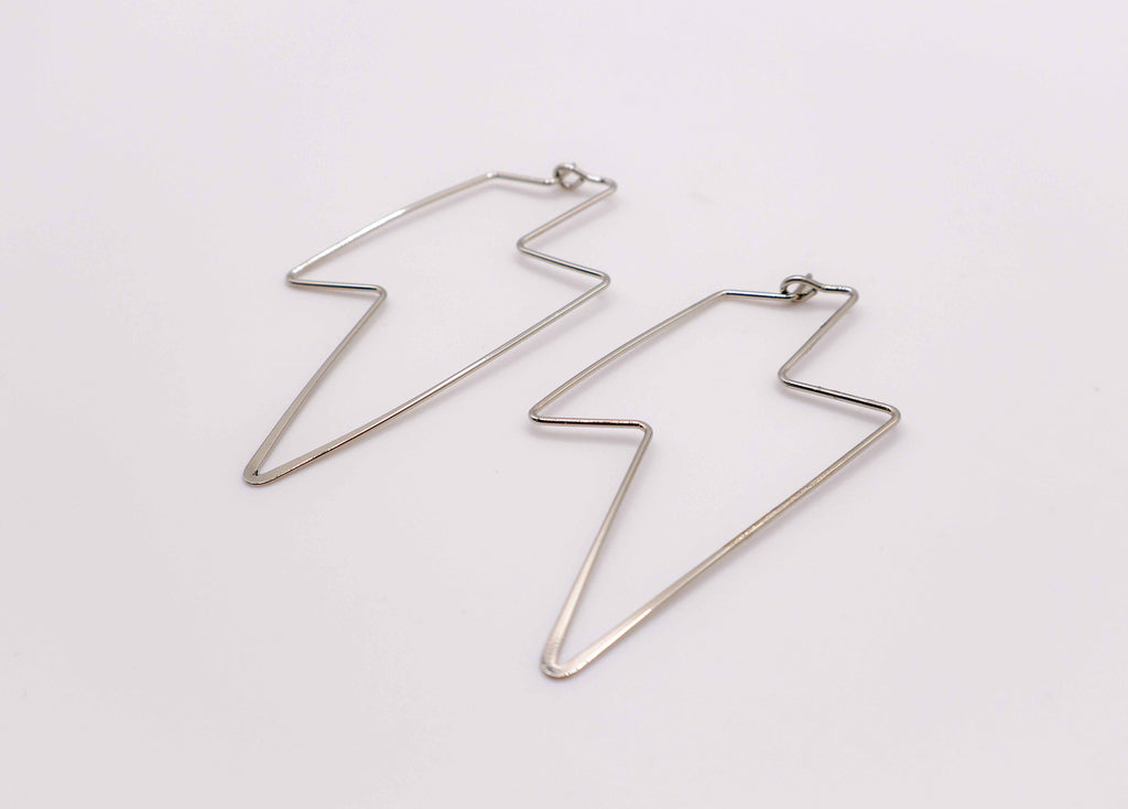 Silver Lightning Bolt Earrings