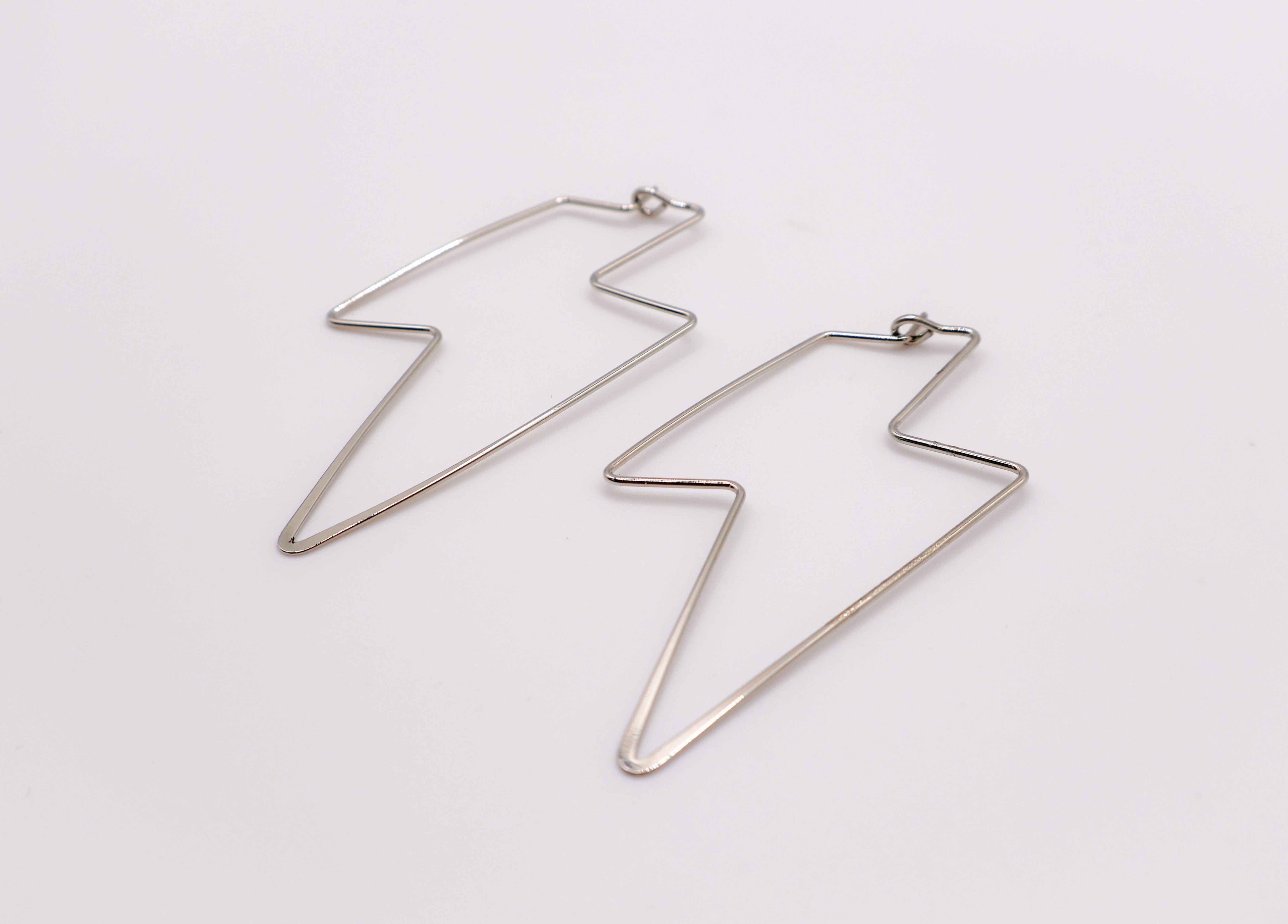 Silver Lightning Bolt Earrings