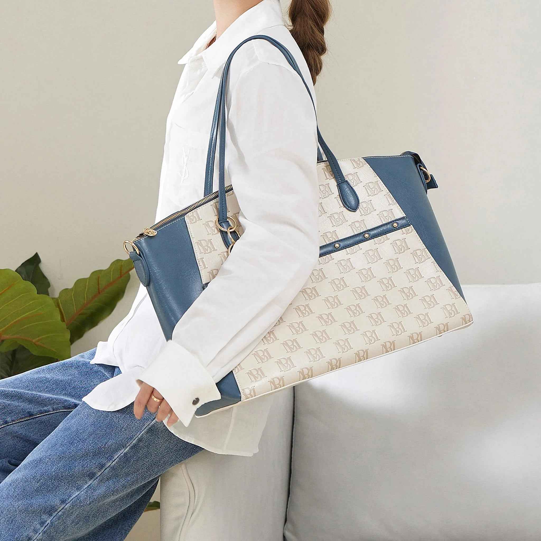 Caroline Vegan Leather Monogram Weekender Duffel Bag