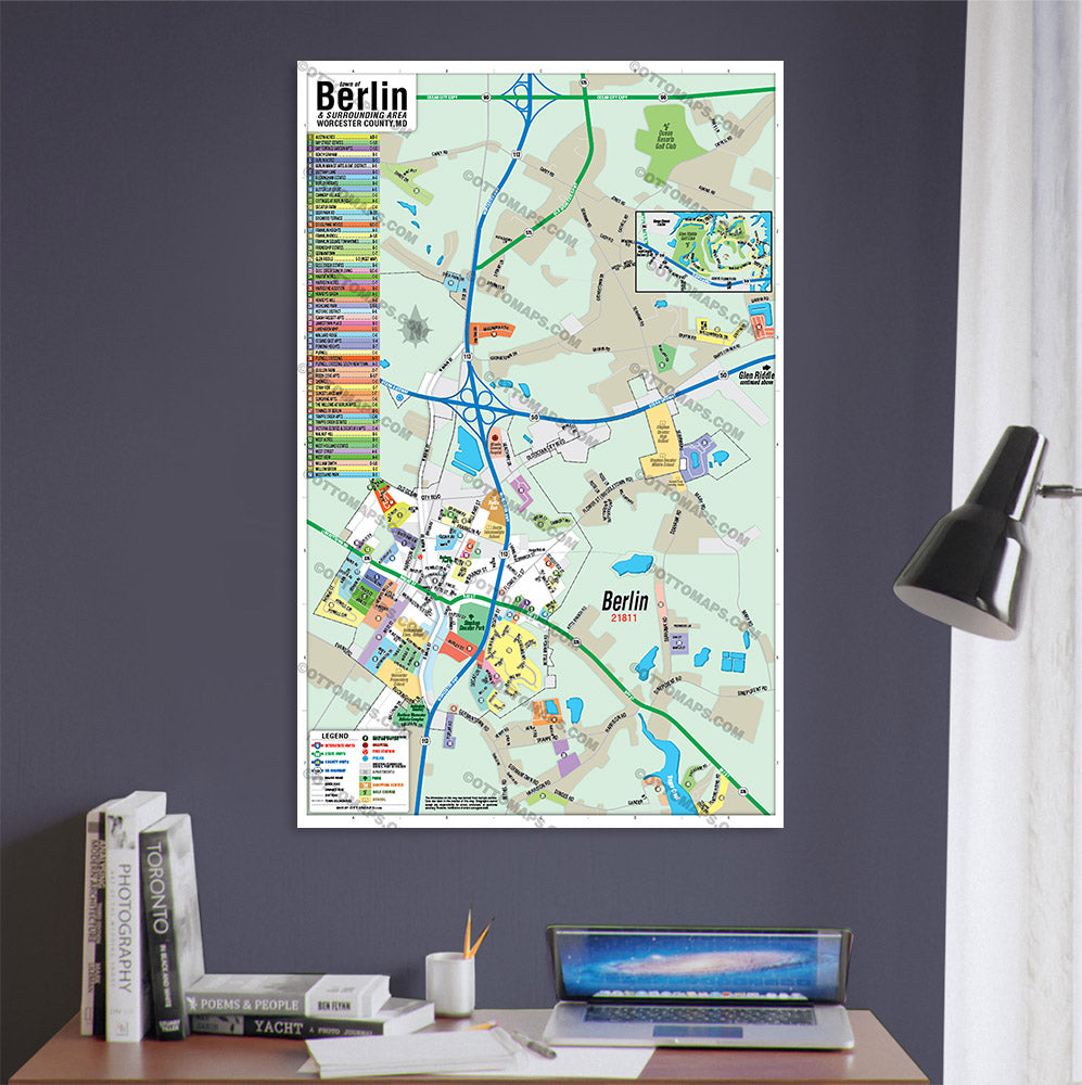 Berlin Map, Worcester County, MD - POSTER PRINTS