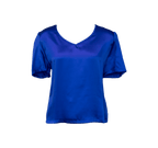 Shining V-Neck Blouse in Blue – Women’s Elegant V-Neck Top