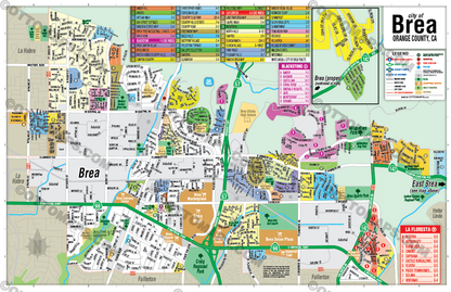 Brea Map, Orange County, CA - POSTER PRINTS