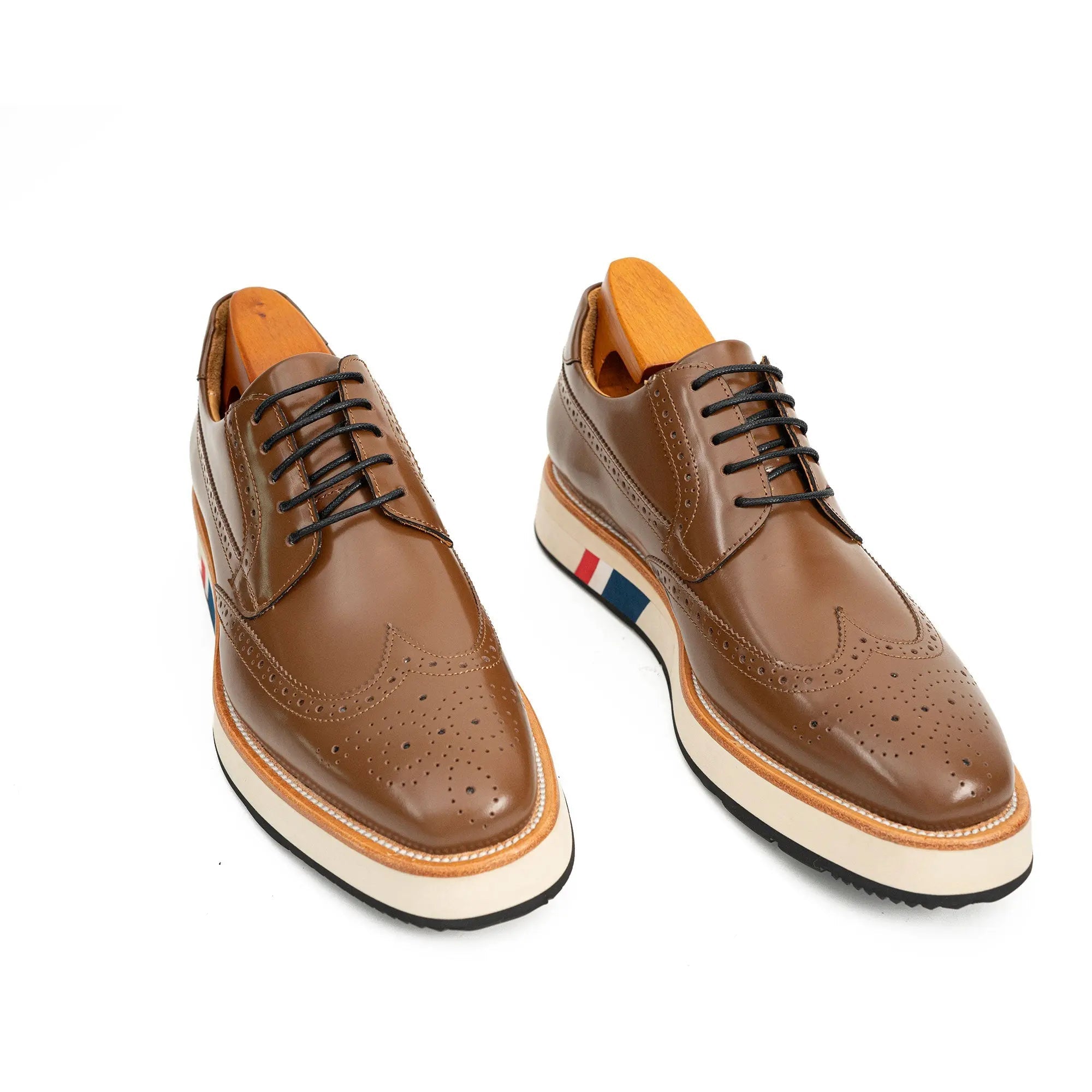 Brown Brogue Shoes with Colorful Sole