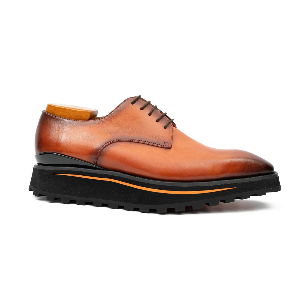 Calf leather business dress derby shoes Brown