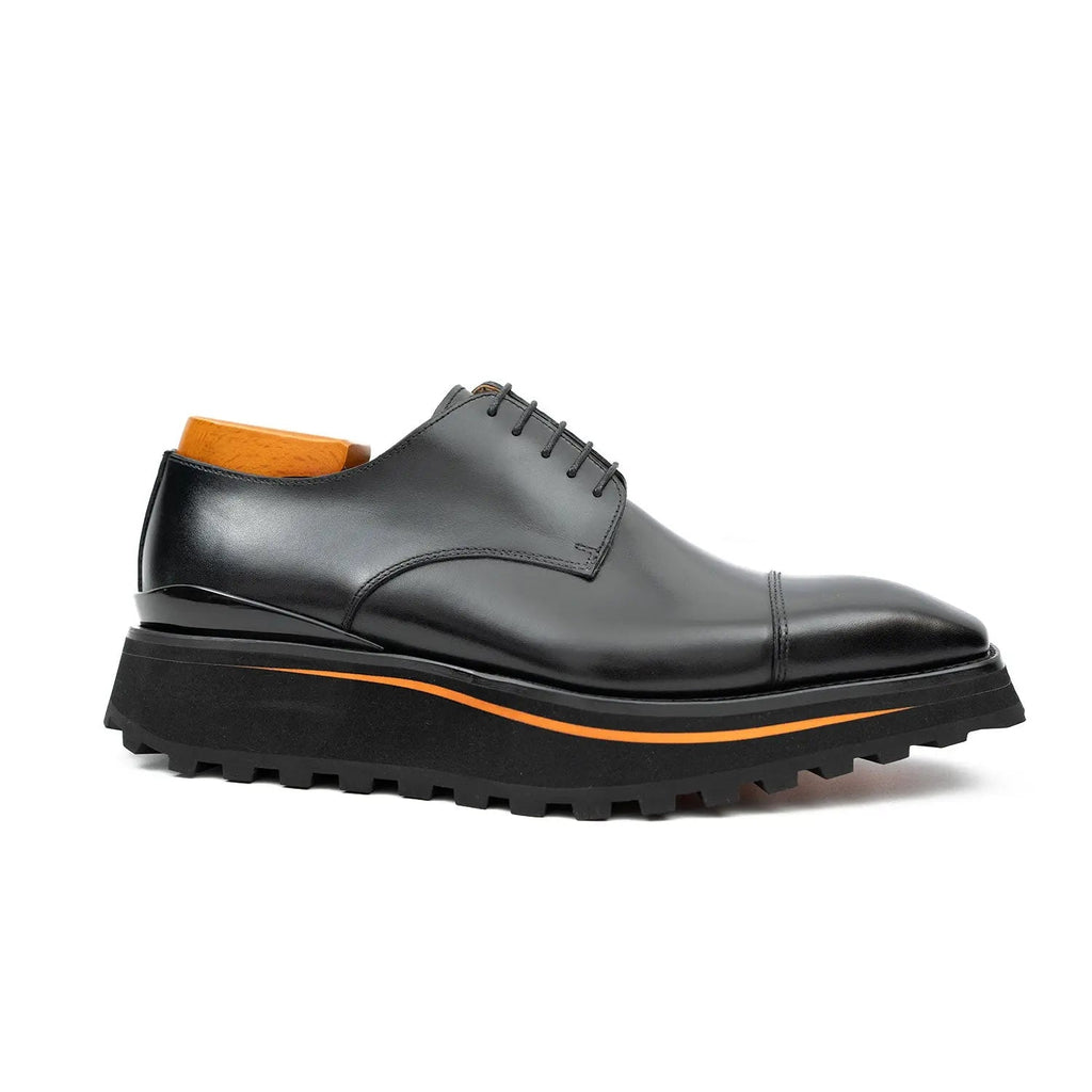 Calf leather dress three quarters derby shoes Black