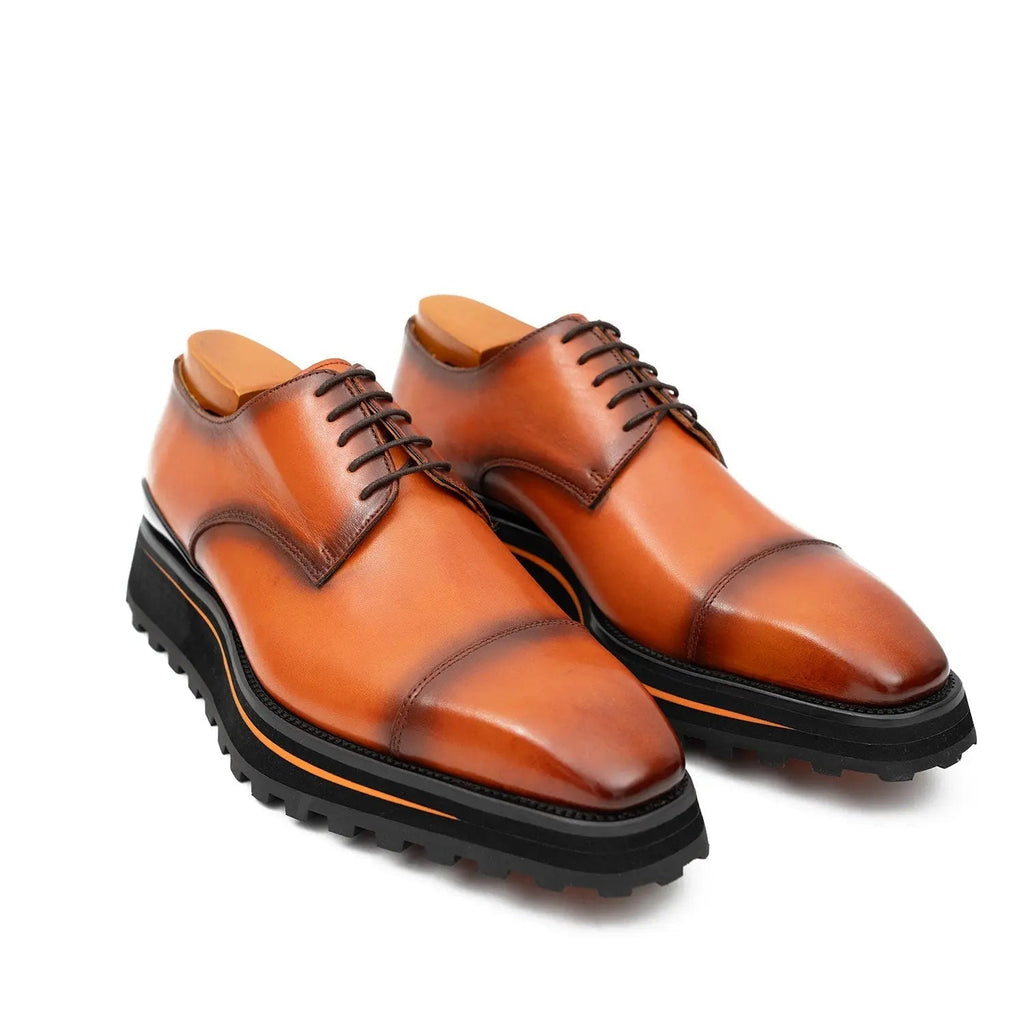 Calf leather dress three quarters derby shoes Brown