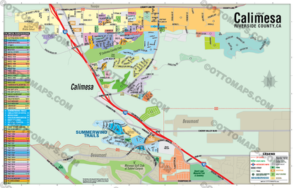 Calimesa Map, Riverside County, CA - POSTER PRINTS