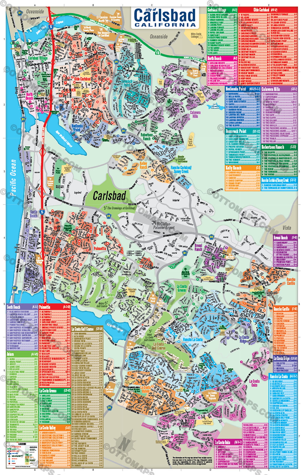 Carlsbad Map, San Diego County, CA -  POSTER PRINTS