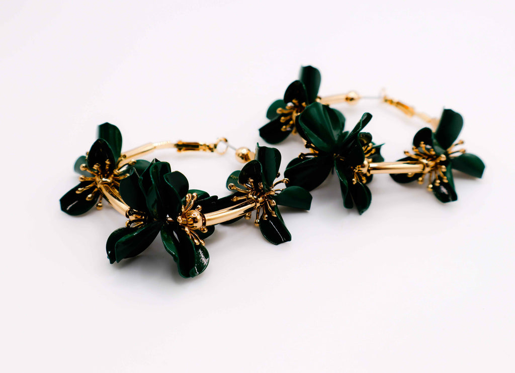 Floral Luxe Hoops – Gold Flower Hoop Earrings
