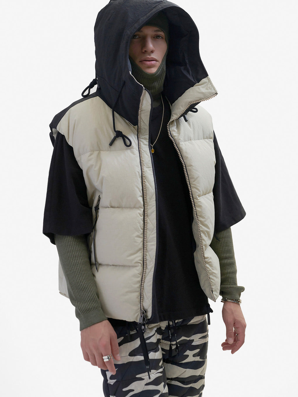 Hooded Down Vest - Canvas