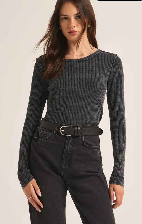 Z Supply - Arlet Thermal Long Sleeve Top, Black