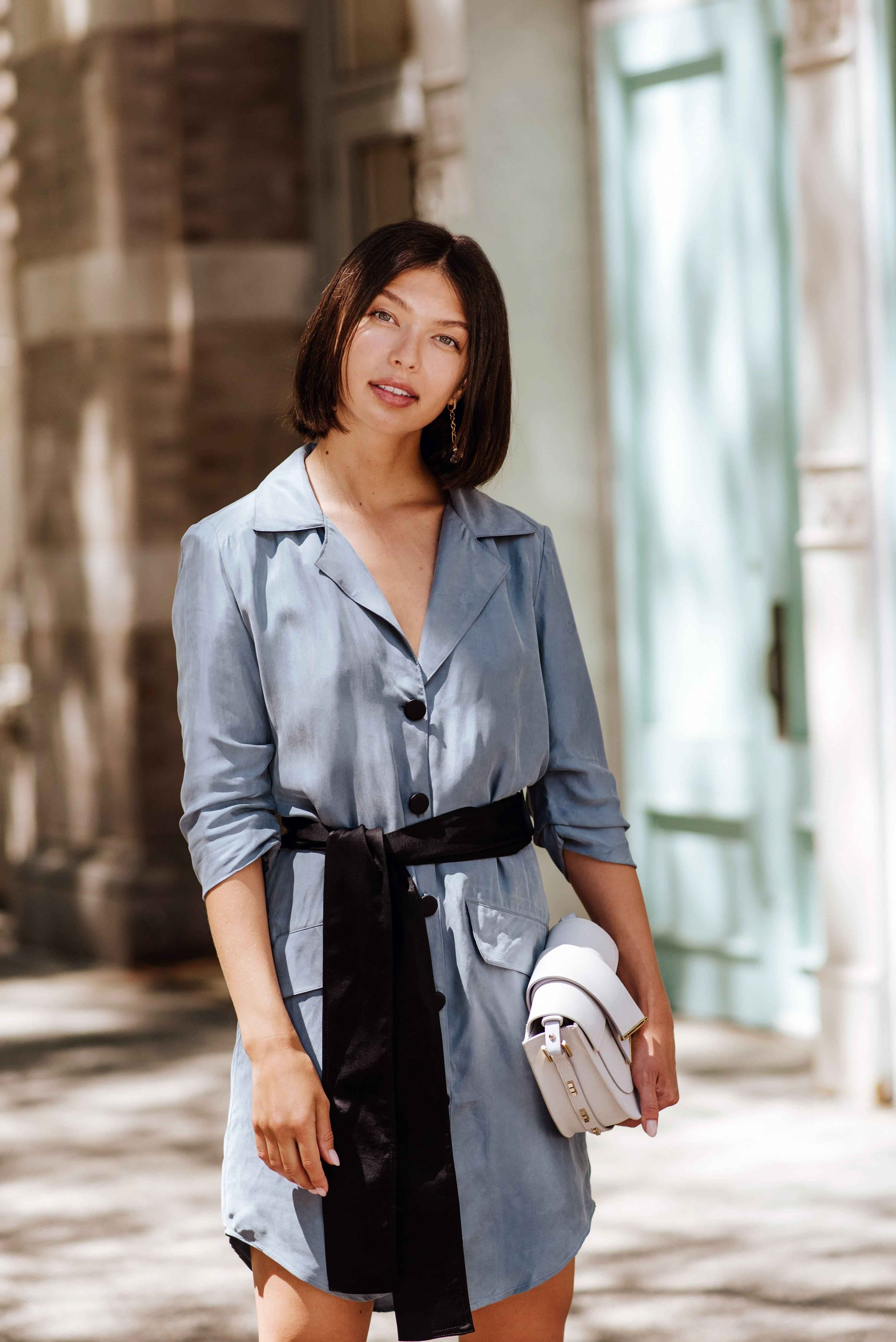 Robe blazer bleu Cielo – Robe blazer ajustée pour femme