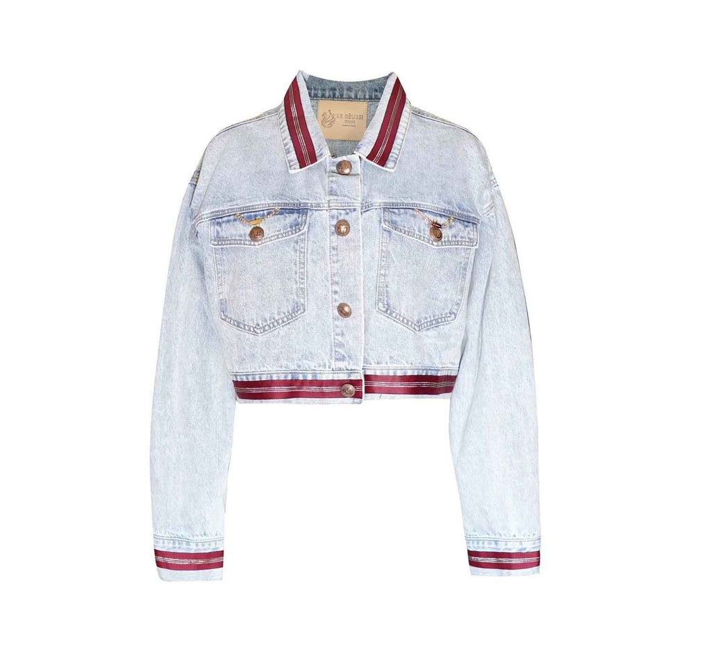 Danielle Denim Jacket with Red Lining – Women’s Casual Style