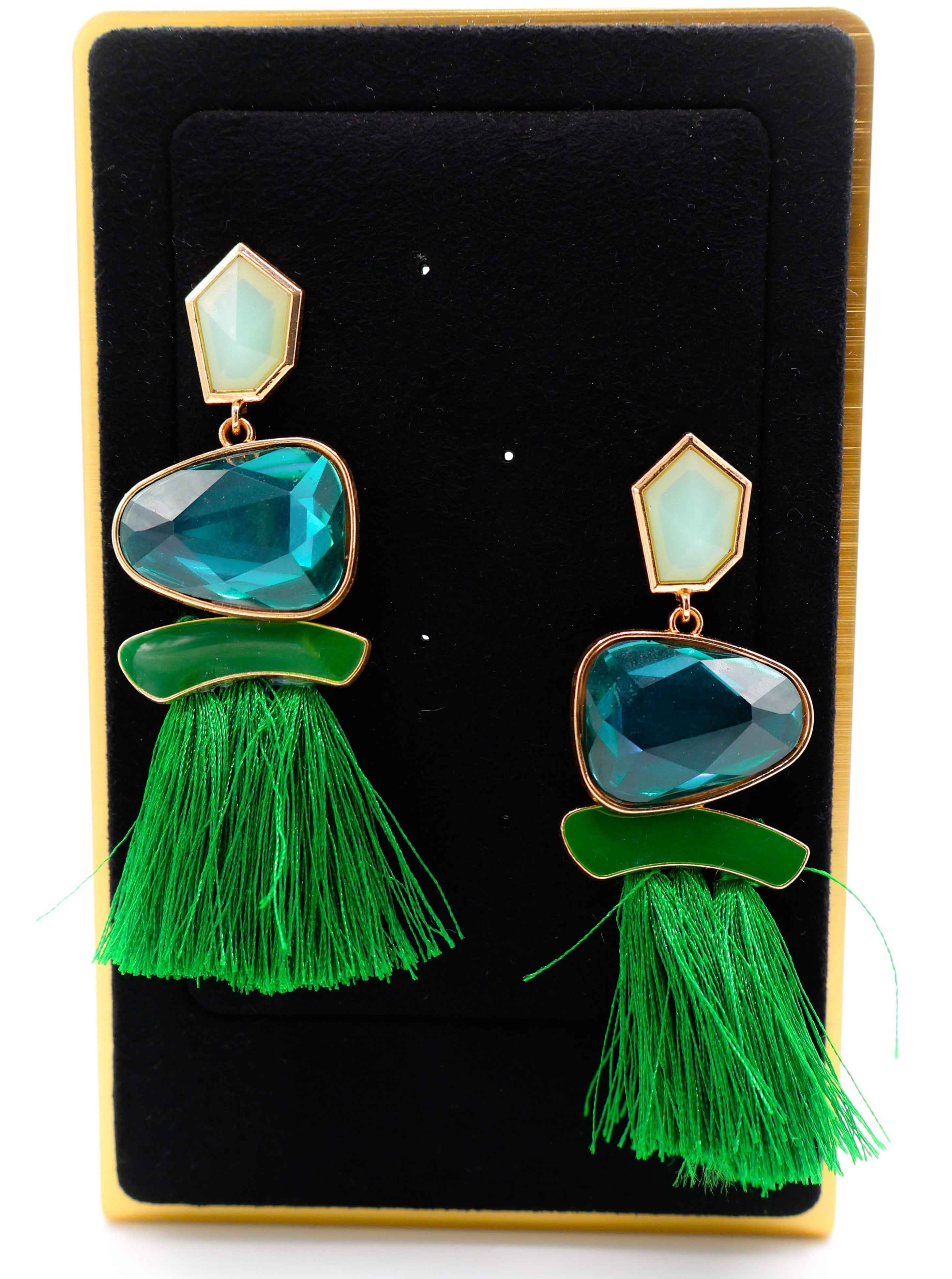 Emerald Sparkle Gems Earrings – Crystal Drop Earrings for Women