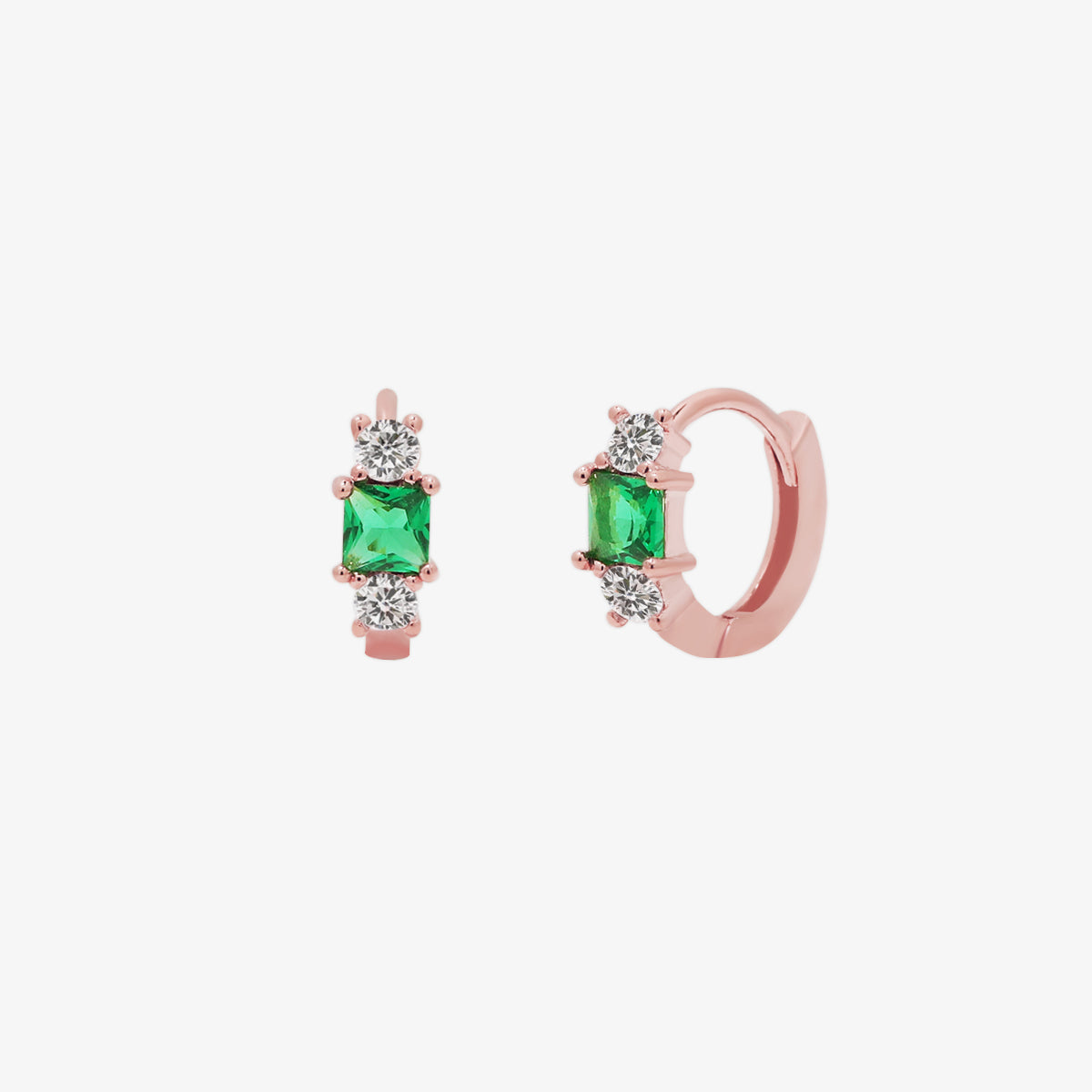 Green Onyx Huggie Earrings-6
