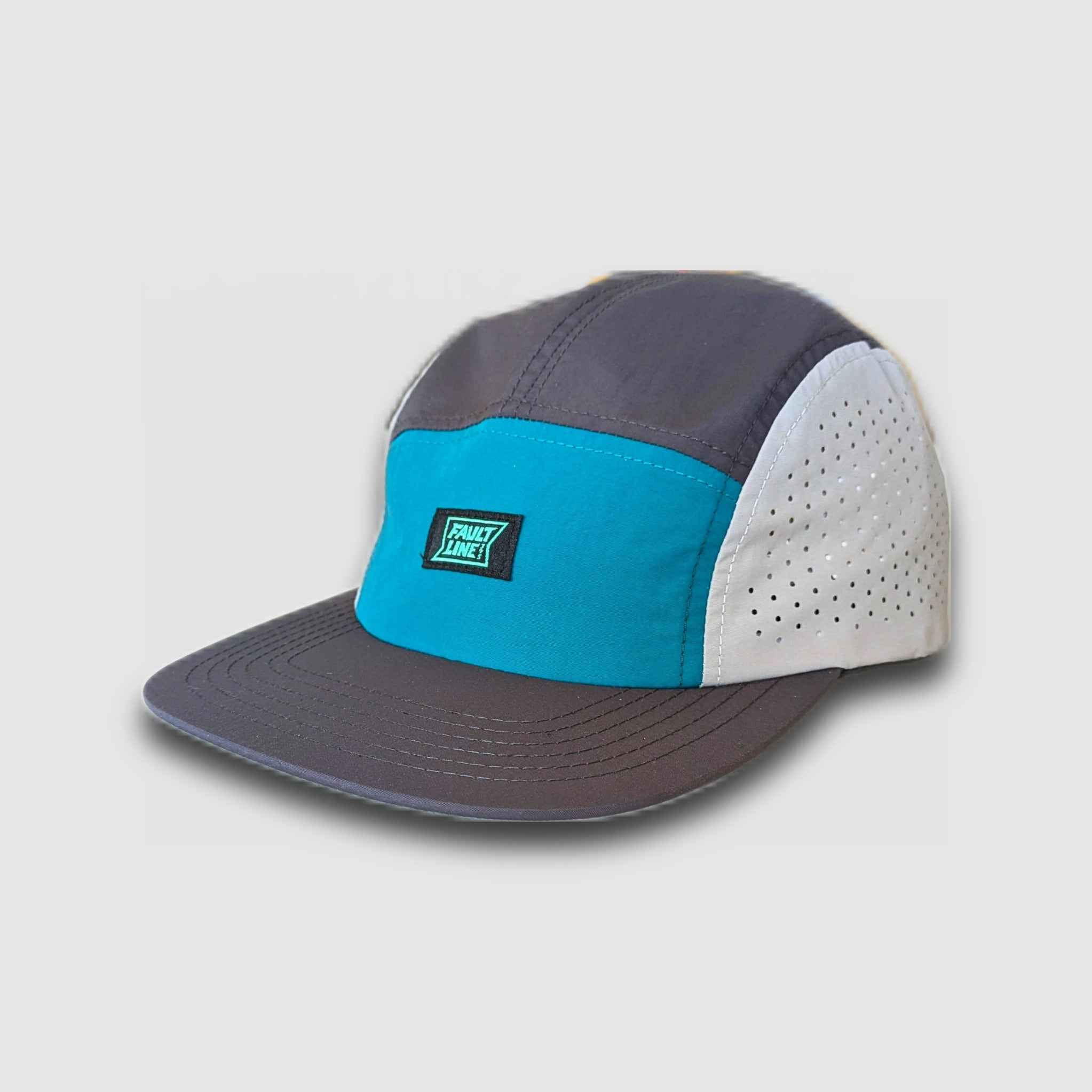 Casquette de camping ultralégère à 5 panneaux - Graphite/bleu sarcelle 