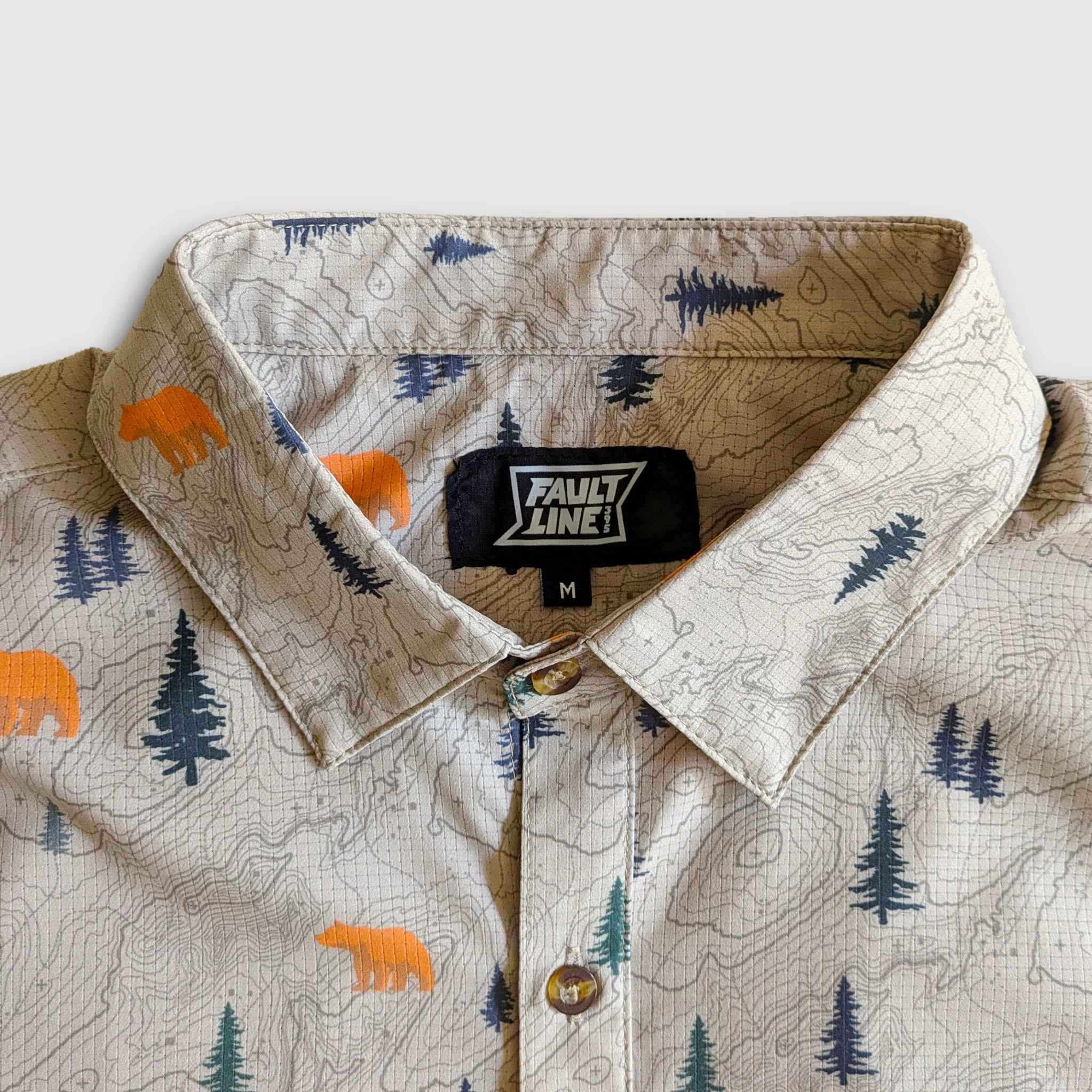 Langley Performance Button Up Shirt - Khaki/Bear