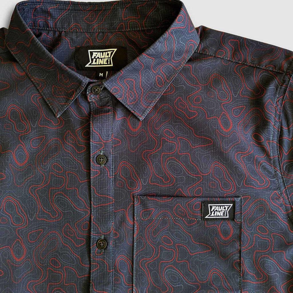 Langley Performance Button Up Shirt - Carbon/Topo
