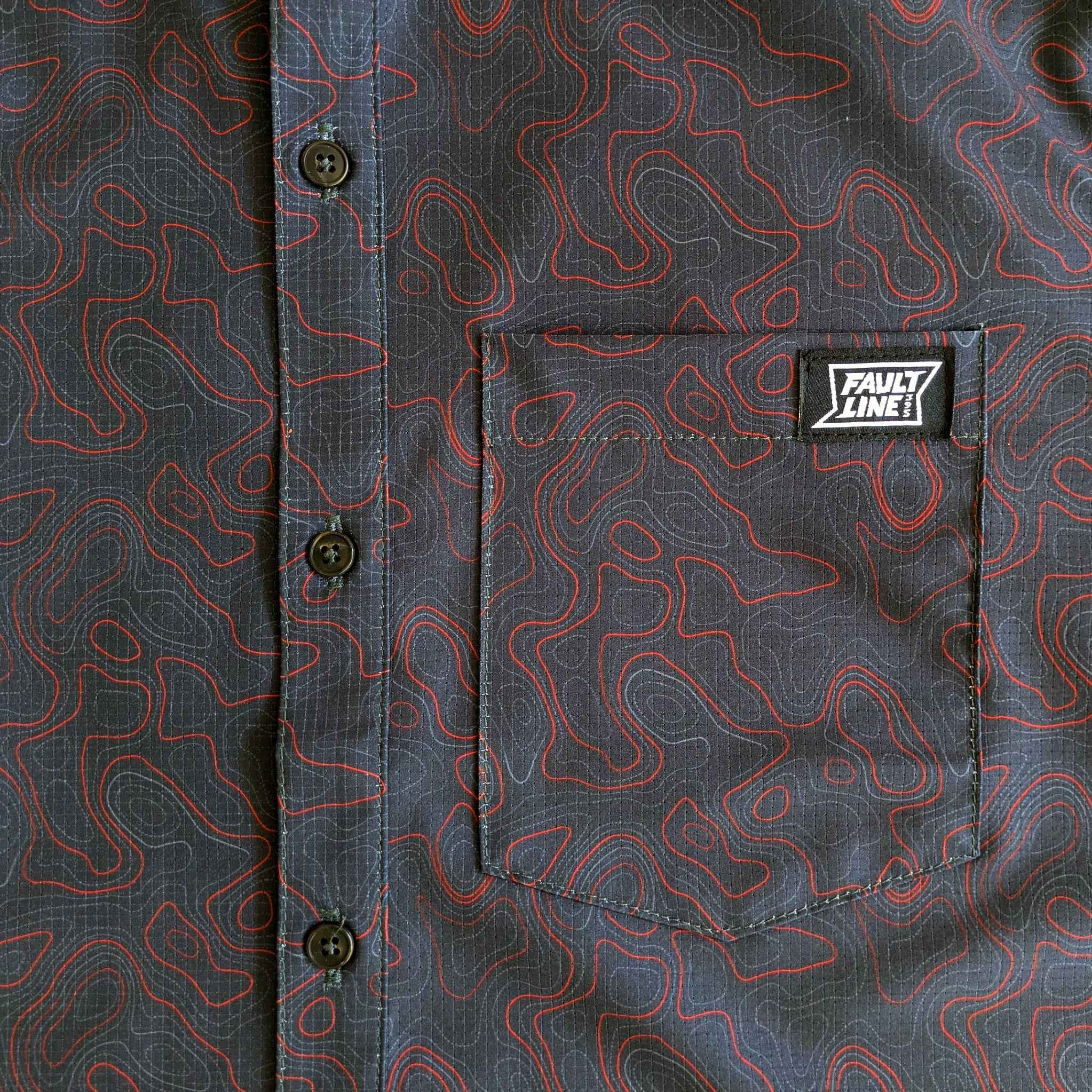 Langley Performance Button Up Shirt - Carbon/Topo